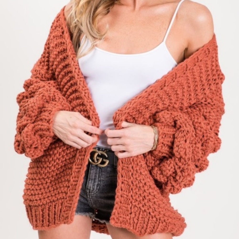 GIA Hand made Pom Pom Detail Sleeve Cardigan - Picture 2 of 3